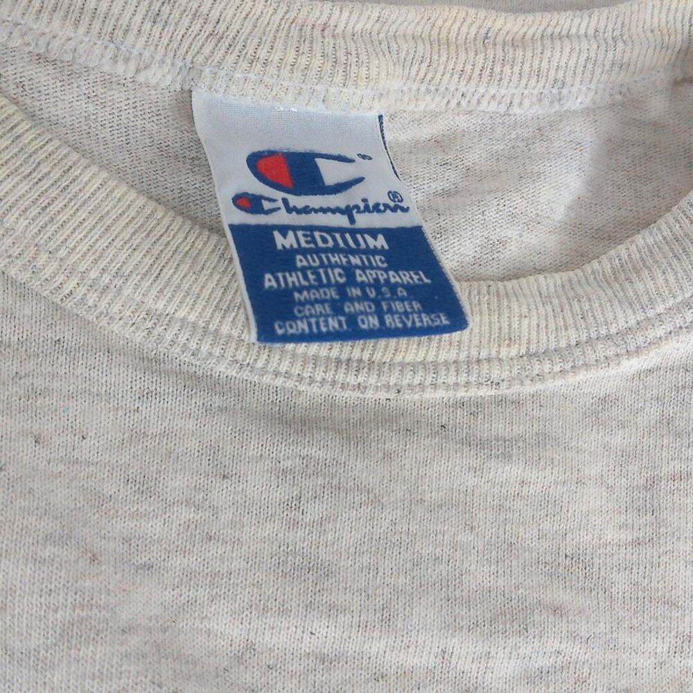 Vintage Champion T-Shirt 90s Embroidered Script Logo Heather Gray Made in USA M - Picture 3 of 11